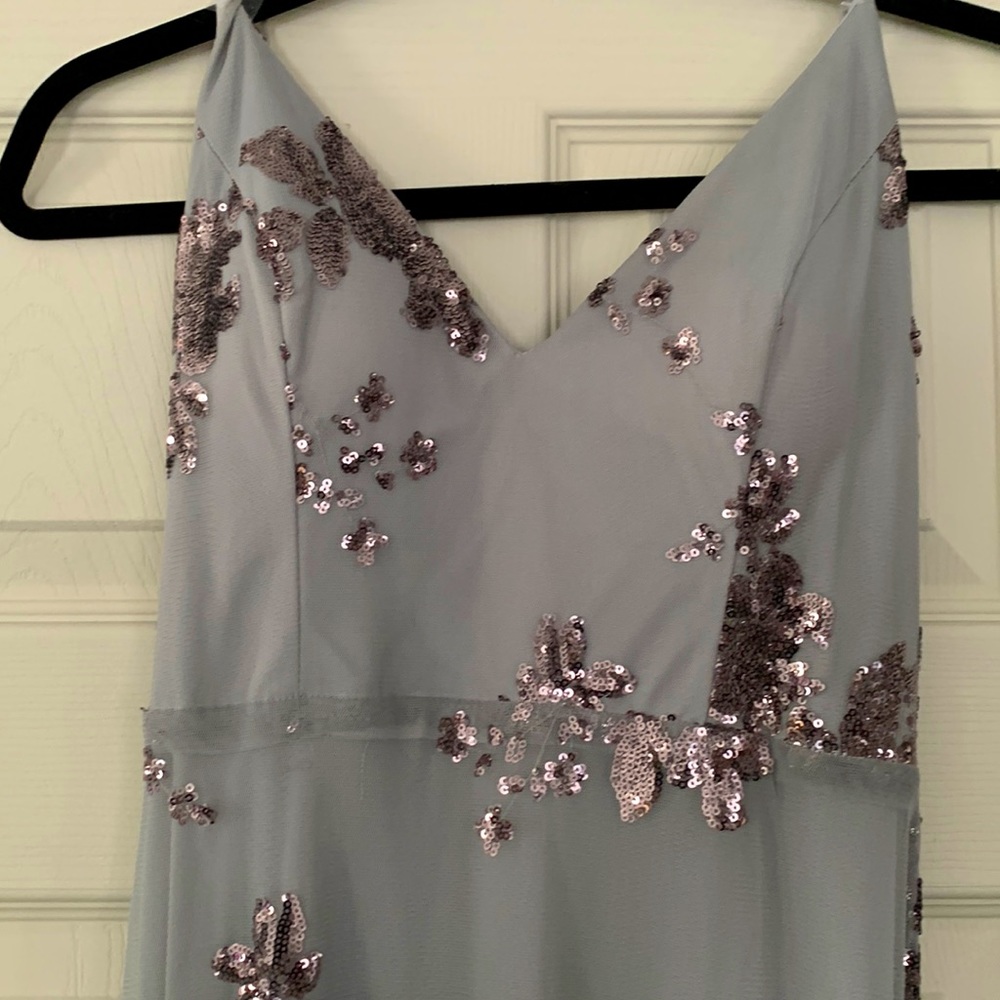 Smoky Chiffon Gown with Light Amethyst sequins.